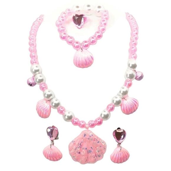 💗 5PCS Barbie Costume Cosplay Movie Halloween Pink Sea Shell Jewelry Set NEW - Picture 6 of 7